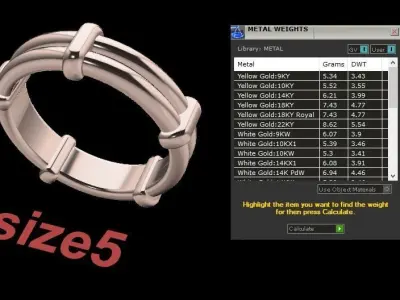 Rope Style Fashion Band Ring Size5 3D print model