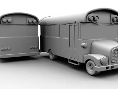 Cartoon School bus Low-poly 3D model buy