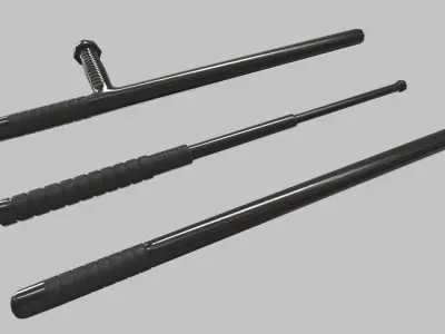3 Batons Pack 1 Plus 1 Game ready Low Poly Low-poly 3D model