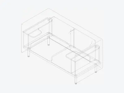 Sofa - Contemporary - Flame - Small Work Shelf - Leftand Right Low-poly 3D model