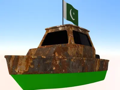 Islamic Republic of Pakistan flag Fishing Boat 3D model