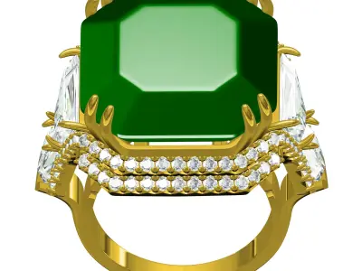 Antique Huge Stone V-Cut Setting Cocktail Ring 3D print model