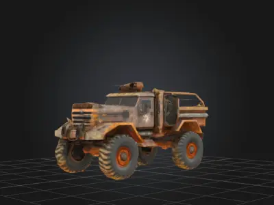 Post-Apocalyptic Armored Heavy Truck 3D Model Low-poly 3D model