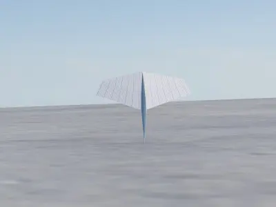 Paper Airplane Cloth Simulation Low-poly 3D model