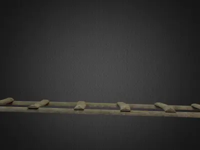 Stairs wooden ladder Low-poly 3D model