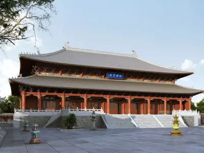 Ancient Asian Chinese city castle palace complex 3D model purchase