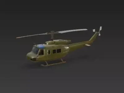 Vintage Jungle Utility Helicopter 3D Model Low-poly 3D model