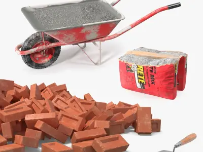 Industrial Tools with Cement Collection 3D model