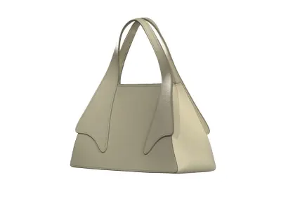 Ivory Leather Tote Bag 3D model