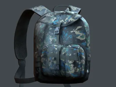 Backpack military combat Black baggage bag  Low-poly 3D model