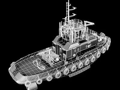 Tugboat lowpoly Low-poly 3D model