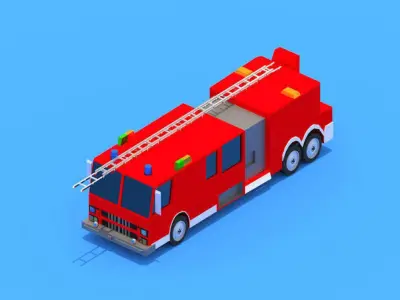  low poly Civil Protection Truck Free low-poly 3D model