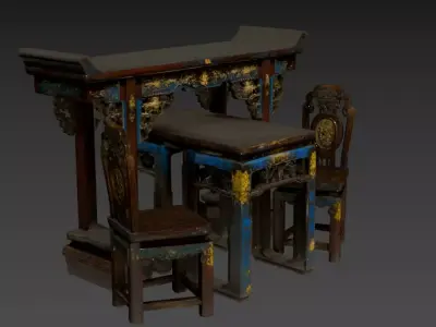 16- Antique Ming and Qing Dynasty Furniture 3D model