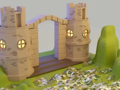 A castle Low-poly 3D model