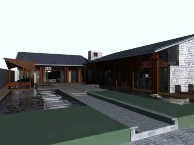 Villa house with swimming pool 3D model purchase
