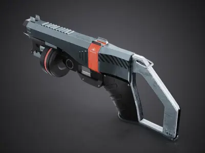 Modern Revolver   Low-poly 3D model
