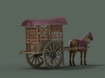 carriage Barouche based work file Horse Buggy covered  3D model