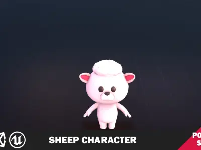 Funny Sheep Character Low-poly 3D model