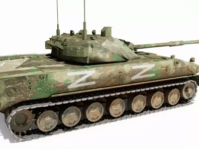 2S25 Sprut-SD Low-poly 3D model