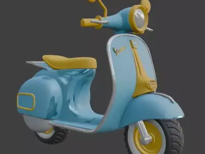 Vintage Retro Scooter 3D Model 3D model 5