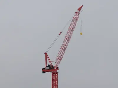 Luffing Jib Tower Crane 3D model