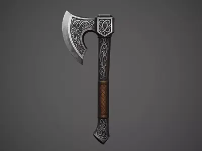 Steel Axe - Game Ready Weapon Low-poly 3D model