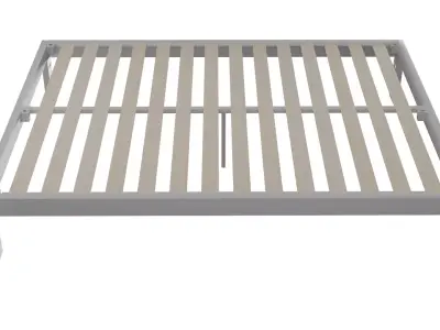 Metal Bed Frame with Wooden Pallet Base  Realistic 3D Model Low-poly 3D model