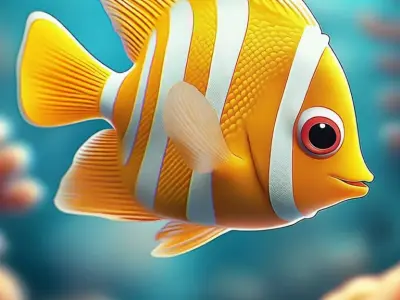 Vibrant Clownfish Orange White Striped Fish Swimming Coral Low-poly 3D model