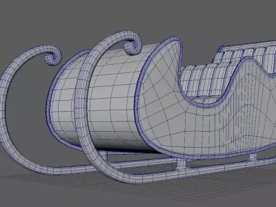Santas Sled Low-poly 3D model