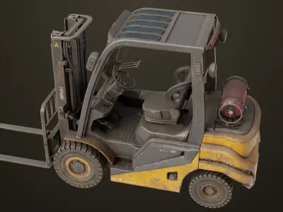 Forklift Truck 02 Old Dusty All PBR Unity UE Textures Low-poly 3D model