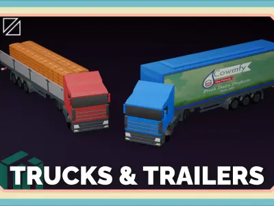 Trucks and Trailers - PolyPack - Low Poly Assets Low-poly 3D model