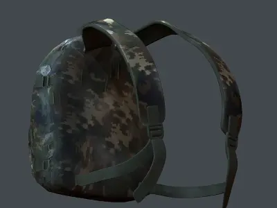 Backpack military combat Black baggage Low-poly 3D model Low-poly 3D model purchase