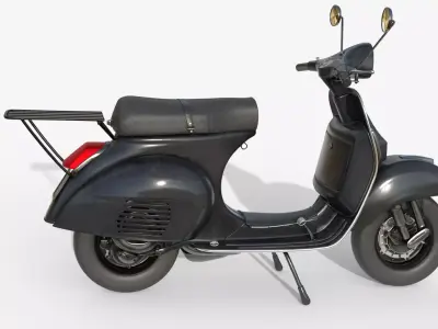 Classic Vintage Scooter  Black  Retro 3D model