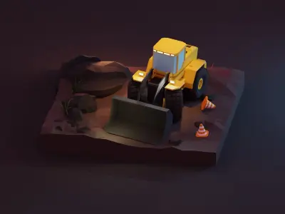 Cartoon construction loader 3D model