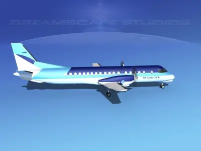 Saab 2000 Estonian Air 3D model