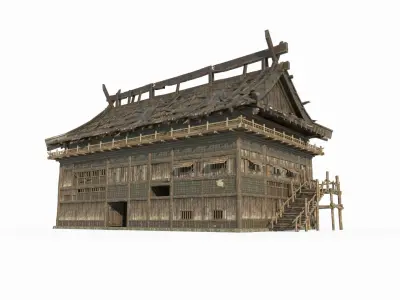 Ancient East Asian Architecture Large Houses 3D model