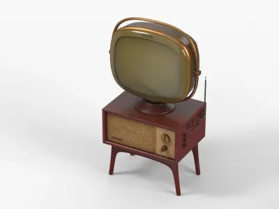 Vintage Philco Predicta Television with Stand Mahogany Brown Old 3D model