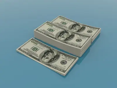 America Dollar 100 Currency Low-poly 3D model