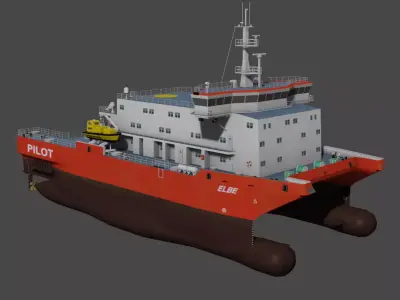 Elbe pilot station vessel 3D Low-poly 3D model