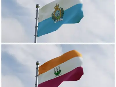 Animated San Marino Flags  3D model