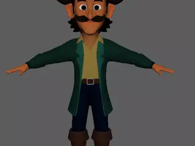 Cartoon Musketeer Character 3D Model Low-poly 3D model