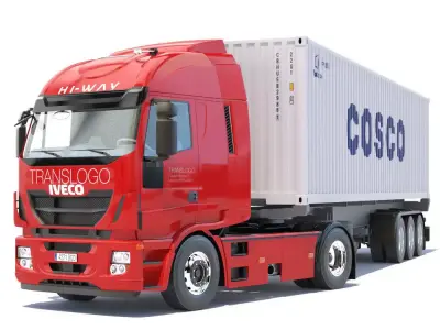 IVECO Stralis Hi-Way with 40ft Containers 3D model