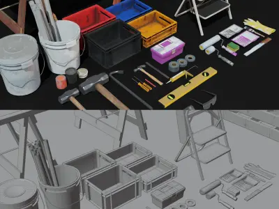 Rennovation Demolition Diy Handyman Tools Equipment 3D Assets Low-poly 3D model