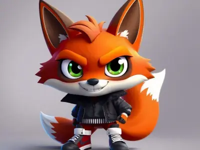 Stylized 3D Cartoon Fox Character  Game and  Animation Ready 3D model