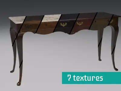 Hallway Console Wooden Table 7 textures Low-poly 3D model