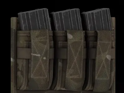 Paraclete Triple M4  Pistol Mag Pouch Low-poly 3D model