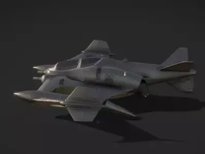 Futuristic Twin-Fuselage Stealth Aircraft 3D Model  Low-poly 3D model