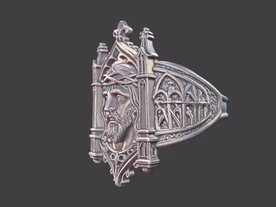 gothic church jesus ring ornate antique ring 3D print model