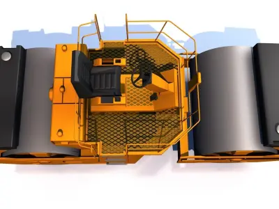 Compactor road roller Low-poly 3D model