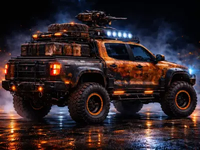 Apocalyptic Armored Offroad Combat Truck 4x4 High Detail 3D model